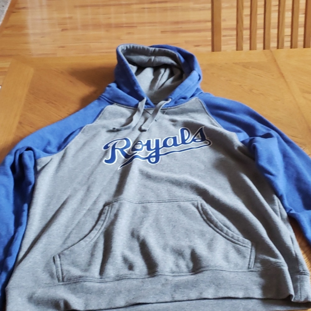 Grey and blue KC Royals hoodie with pouch